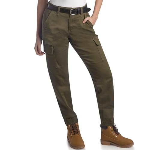 Image of Dickies Womens High Rise Cotton Twill Cargo Joggers Elastic Ankle