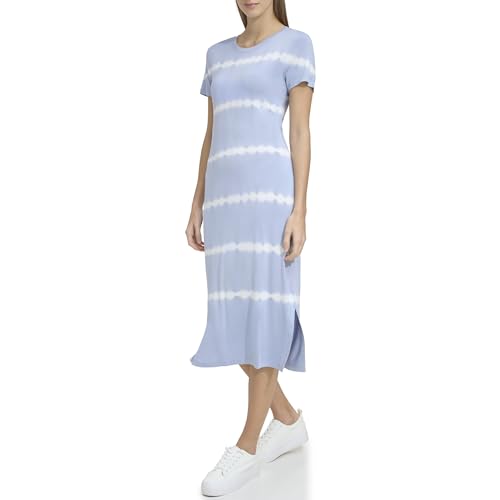 Image of Andrew Marc Women's Short Sleeve Printed Midi Dress with Slits