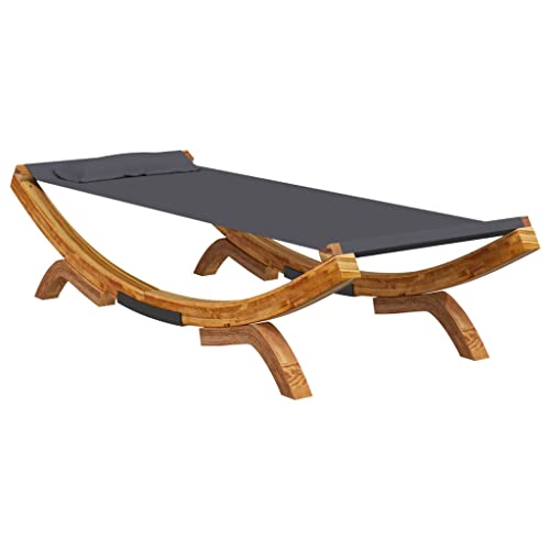 vidaXL Bugholz Loungebett mit Dach Sonnenbett Gartenliege Lounge Outdoor Bett Hängematte Sonnenliege 100x188x44cm Massivholz Anthrazit