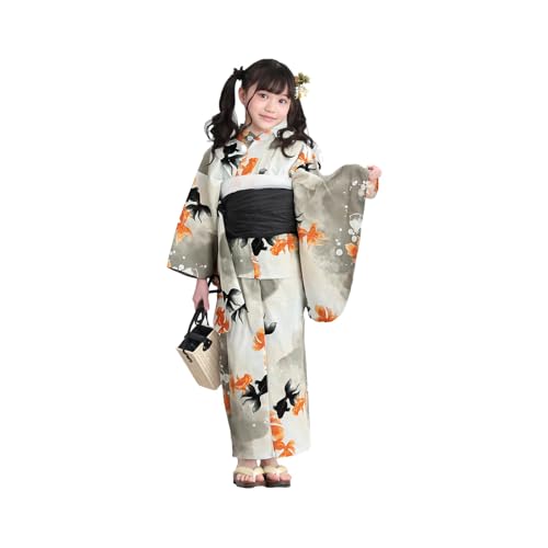 [KIMONOMACHI] 女の子 子供浴衣セット 2点セット 浴衣 帯 綿 120cm 130cm 140cm 150cm きもの町オリジナル 花火大会 夏祭り キッズ ジュニア（Amazon）