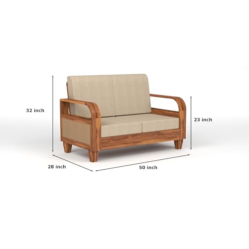 Image of KINGS HOME FURNITURE Sheesham Wooden 7 Seater Sofa for Living Room | Solid Wood Sofa with Rattan Cane Side Rack | Rosewood Sofa Set for Home & Office | Lounge (Honey, 3+2+2 Seater)