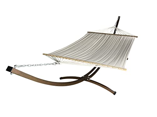 Petra Leisure 15 Ft. Indoor/Outdoor Heavy Duty Textured Bronze Steel Arc Hammock Stand w/Premium Quilted Hammock Bed. (Beige)