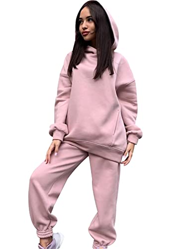 Conjunto Chandal Mujer Talla Grande Chándal Mujer Completo Loungewear Chandal Deportivo Deporte Señora Largo Tracksuit Women Chandals Mujer Invierno Chandales Mujeres Ancho Flojo Chándales Rosa XL