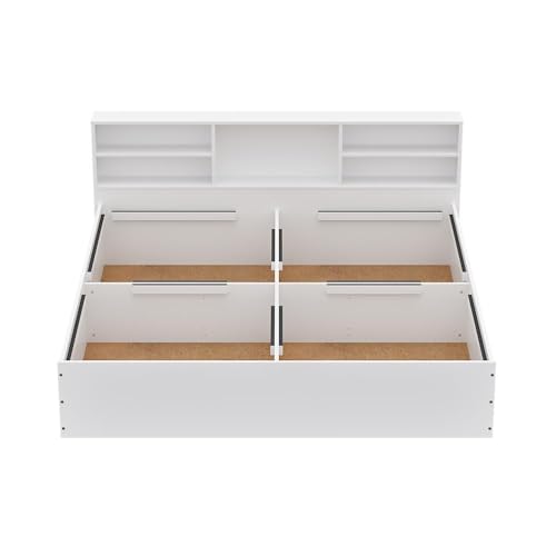 Image of Wakefit Bed | 1 Yr Warranty | King Size Bed, Comes with Storage Box, Noise Free, Density: 680-750 kg /m, Termite & Borer Resistant, Fits Mattresses Up to 8 Inches (Petra 78 x 72 - Frosty White)