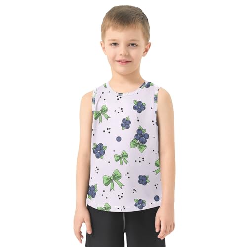 J JOYSAY Cartoon Bow Blueberry Boys Tank Top Sleeveless Muscle Shirts Quick Dry Sport Active Workout Kids T-Shirts 3-15T2