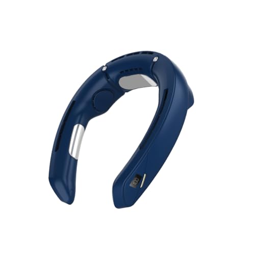 Image of JUST CORSECA Neck Fan | Rechargeable | LED Display | Adjustable Speed | Hands-Free Wearable Cooler for Travel, Outdoor & Summer Use (Blue)