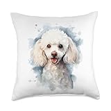White Poodle Lovers Design Pop Art White Poodle Throw Pillow