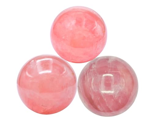 Image of Certified Star Rose Quartz Crystal Ball for Meditation - Premium Crystal Vastu Items for Home and Feng Shui Items for Good Luck - Ideal for Pooja Supplies and Spiritual Practices (3 inch Inch)