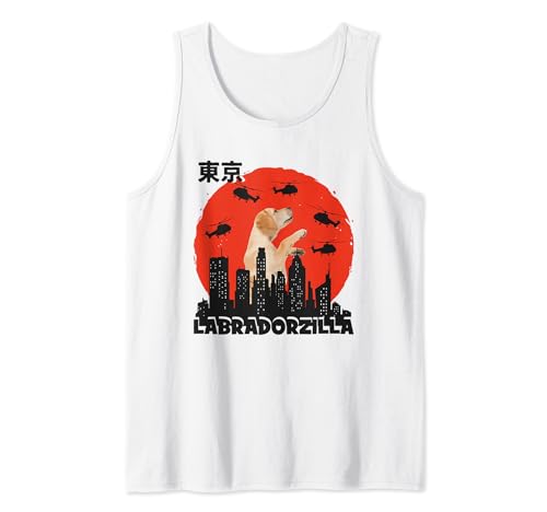Labradorzilla Retriever en Tokio Divertido Golden-Retriever Camiseta sin Mangas