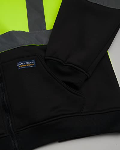 Bass Creek Outfitters Mens Fleece Hoodie - Safety Workwear ANSI/ISEA Class 3 High Visibility Hoodie (Sizes M-2XL)4