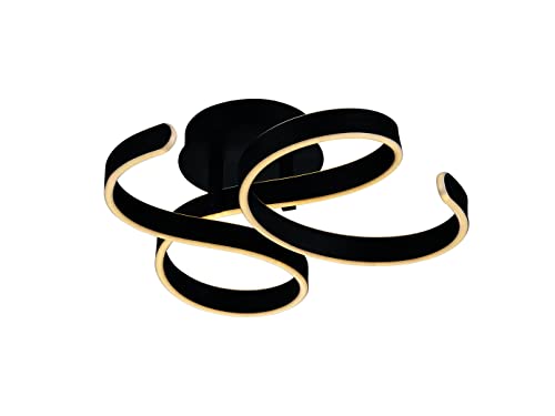 Plafonnier LED connecté Trio Leuchten Francis 42W variateur luminaire noir mat