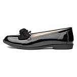Lilley Anita Womens Black Patent Loafer with Bow - Size 6 UK - Black