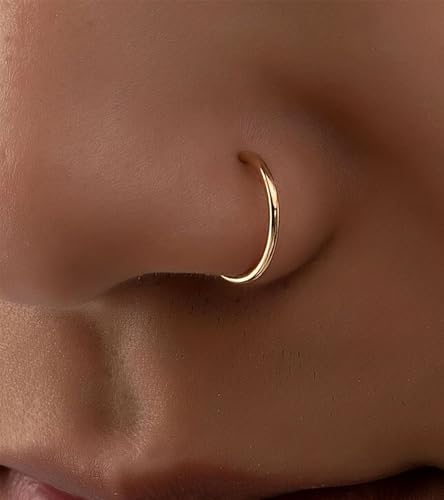 MODRSA Fake Nose Ring Hoop D Shape Fake Septum Piercing Non Pierced Septum Ring Clip on Lip Rings Faux Earring Stud for Men Faux Lip Piercings Jewelry for Women Halloween Jewelry4
