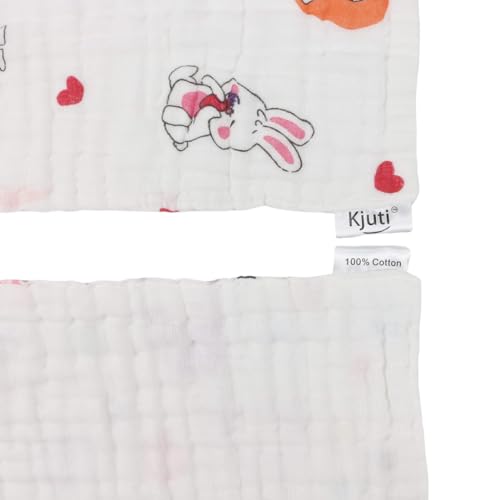 Image of Muslin Baby Burp Cloths - 100% Cotton Ultra-Absorbent 6-Layer Burp Rags for Newborn Feeding, Hypoallergenic 20x10 Inch 3-Pack (Snuggle Bunnies)