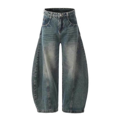Men’S Distressed Streetwear Jeans Mid Waist Straight Fit Wide Leg Denim Pants2