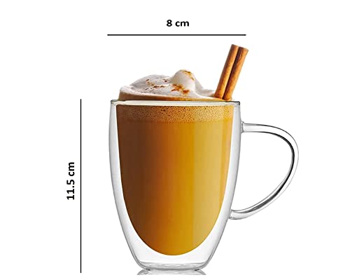 Lyrk Borosilicate Glass Double Wall Coffee Mug 300 ml || Perfect for Cappuccino, Tea, Latte, Hot Beverage (Transparent) - 1 Piece - Image 2