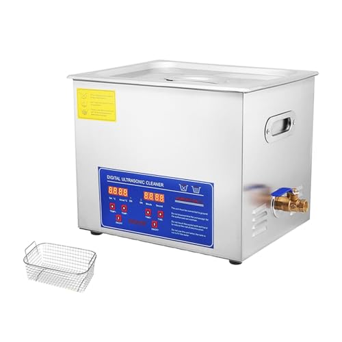 Limpiador ultrasónico industrial 10L con temporizador digital y calentador de agua