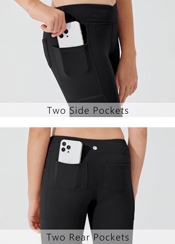 Willit Girls' Fleece Lined Pants Yoga Crossover Leggings Bootcut Thermal Winter Pants Water Resistant4