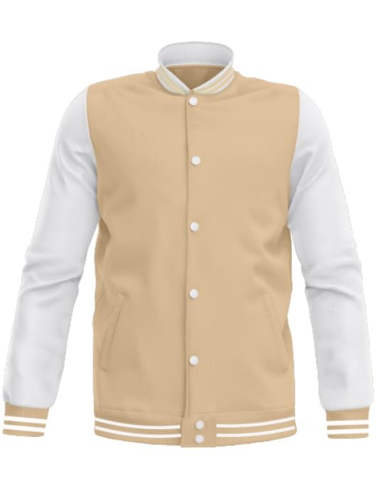 koverify Cotton Blend Standard Length Lightweight Stylish Baseball/University Beige Varsity Jacket For Men Women-picture-18