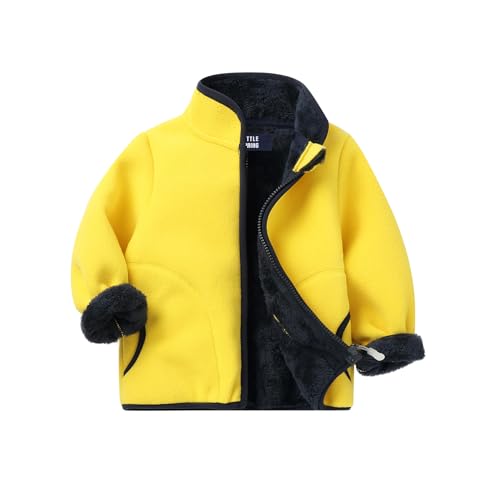 Image of LittleSpring Boys Girls Polar Fleece Jackets Fur Lined Zip Up Warm Winter Coat