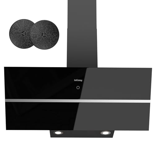 Hottes Aspirantes 90cm, IsEasy Hotte de Cuisine Inclinée, 578m³/h, Classe A++, 1-4 Vitesses, 58 dB, 2×1.5W Lumières LED, Fonction D'arrêt Différé,...