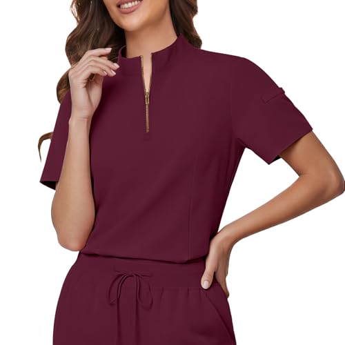 Gargey Scrubs for Women - Zip Front Top & Flare Pant Stretch Nursing Women’s Scrubs Set Medical Uniform - image 4