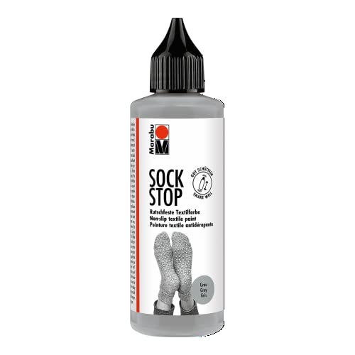 Marabu 17220106078 - Sock Stop, 90 ml, grau, gummiartige Antirutsch-Farbe...