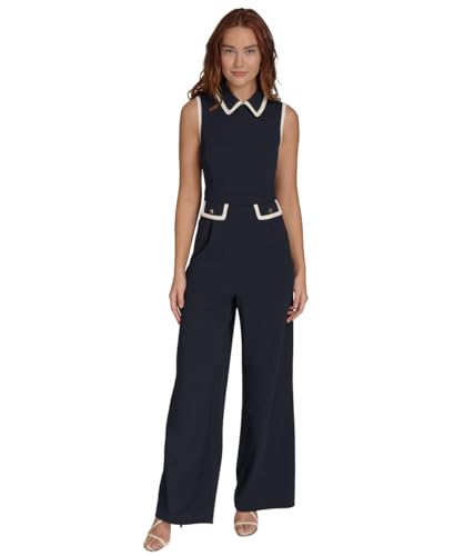 Image of Tommy Hilfiger Women's Pocketed Collared Contrast Sleeveless Dress