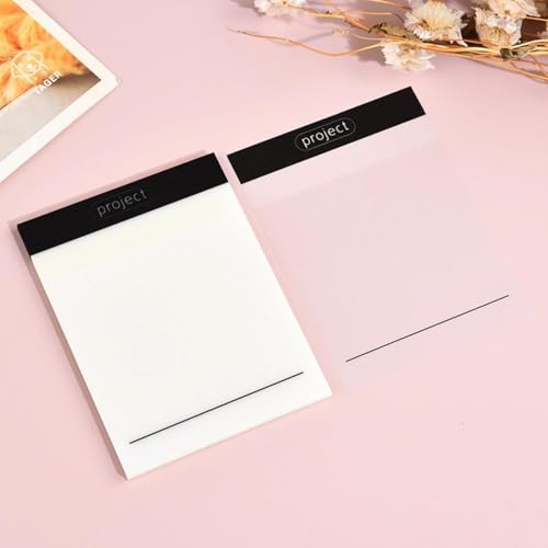 Image of PAXCOO 50 pcs Transparent Project Sticky Note,Transparent Waterproof Self Adhesive Removable Notes, Project Sticky Notes Memo Pads Clear Sticky Paper Sheets for Study, Home & Office Organization