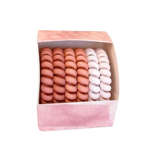 Hair Scrunchies 6PCS Gradient Color Frosted Cables telefónicos, Anillos para el cabello, Sin rastros, Cuerdas para la cabeza, Cuerdas para el cabello, Estuches de cuero, Mujeres audaces, Rosa