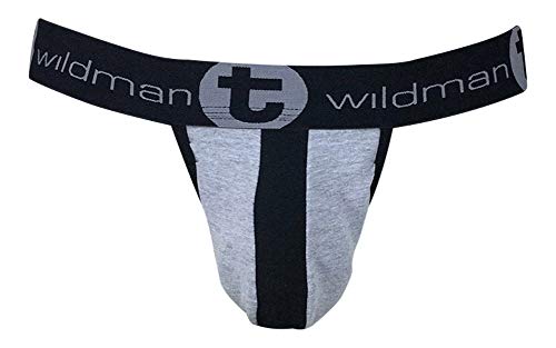 Wildmant Men's Stretch Cotton Big Boy Pouch Strapless Jock (Large, Black)