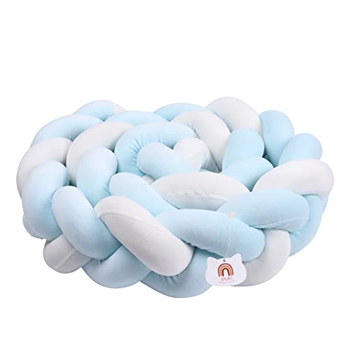 Image of XHJRI Soft Cushion Knot Pillow, Suitable for Home Decor and Furniture Decoration, Bed Gap Filling Cushion Plush for Boys Girls Gift Decoration (Blue Blue White, 157 Inch, 1 Count (Pack of 1))