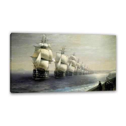 Décoration murale salon avec le tableau marin Défilé de la flotte de la mer Noire 120x70