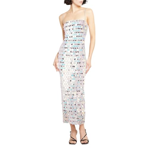 Duohropke Vestido para mujer, vestido de lentejuelas, apretado, largo, con abertura, hombros descubiertos, cintura alta, bodycon vestido midi ajustado con purpurina, vestido de fiesta, vestido de