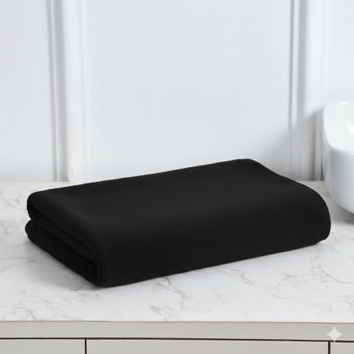 Image of Cotton Bolls Microfiber Large Bath Towel Quick Dry Super Soft Higly Absorbent Lint Free Towel for Bath for Men and Women, Travel, Gym, Beach, Pool, Yoga 70x140 CM Black