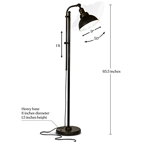 Brightech Dylan Industrial Floor Lamp for Living Rooms & Offices, Bright LED Light – Charming Farmhouse Standing Lamp, Adjustable Head Reading for Bedroom, Stunning Living Room Decor