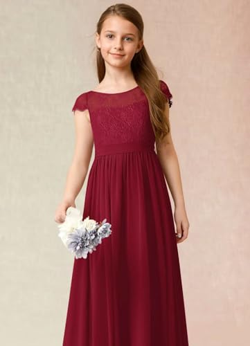 Chiffon Junior Bridesmaid Dress for Wedding Lace Appliques Flower Girl Dress A Line Formal Evening Party Gown3