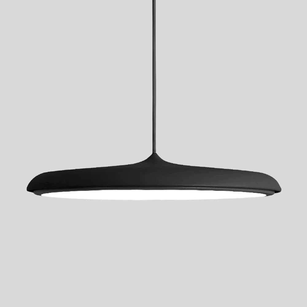 LYMSXAZOU Modern LED Pendant Light 15.7" Round Chandelier Hanging Lamp Ceiling Fixture Nordic for Kitchen Island Restaurant(Black)