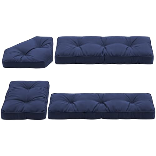 CTLAMK Breakfast Nook Cushions Set of 4, Waterproof Oxford Fabric Kitchen Nooks Cushions, Soft Polyester Filling Cozy Supportive Nooks Cushion, Breakfast Nook Cushion Cozy Dining Area Seating,Blue