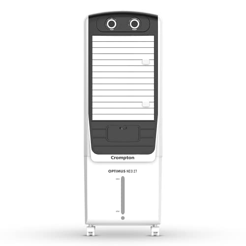 Crompton Optimus Neo 27 Litres Tower Air Cooler for home | Easy Clean Ice Chamber | 4-Way Air Deflection | High Density Honeycomb Pads | Everlast Pump | Inverter Compatible