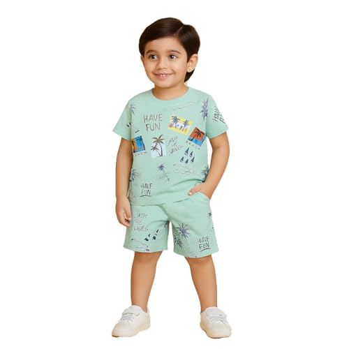 Image of Kidbea Kids Cotton T-Shirt and Shorts Set | Soft Breathable Co-Ord Outfit for Boys | Trendy & Stylish Summer Wear | Boys Clothing Set