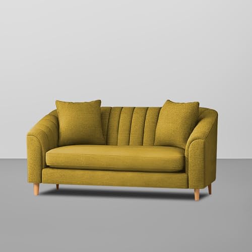 Image of Doraldo 2 Seater Sofa Set for Living Room (Yellow) Premium Fabric Sofa