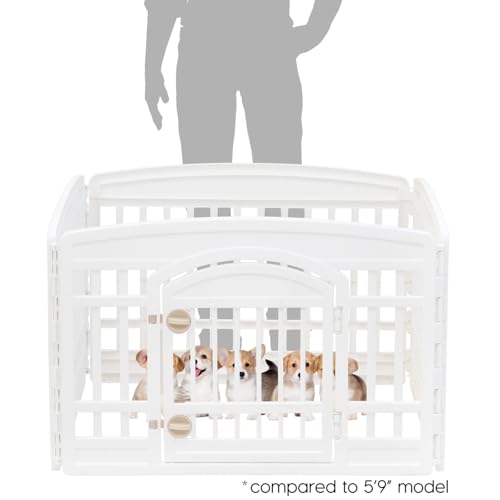 IRIS USA 24" 4-Panel Dog Playpen with Door, 35 x 35 x 24, Puppy Playpen, Dog Play Pen Indoors, Pet Fence, Puppies/Small Dogs, White - Image 3