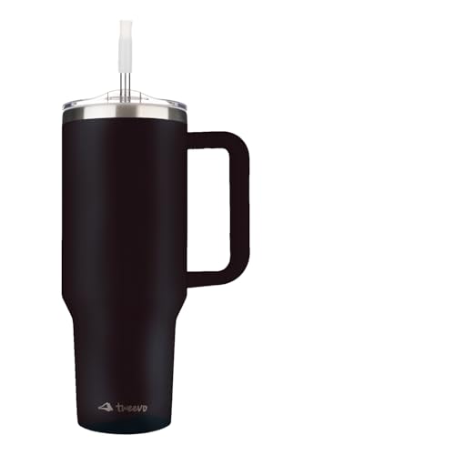 40 oz Tumbler With Handle and Straw Made of Stainless Steel - Double Wall Vacuum Insulated Tumbler With Lid - Sweat Proof Easy Grip