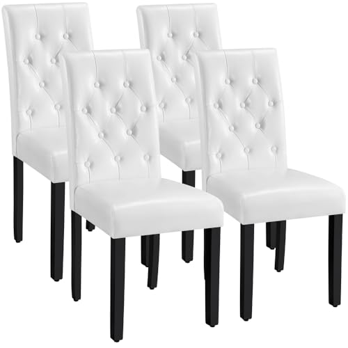 Yaheetech Dining Chairs Set of 4 Modern Style Faux Leather Dining Room Chairs with Solid Wood Legs...