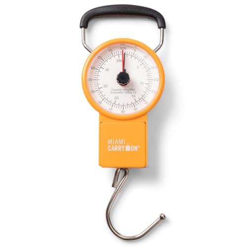 Image of Mechanical Luggage Scale with Tape Measure, Up to 80 Pounds (Orange)