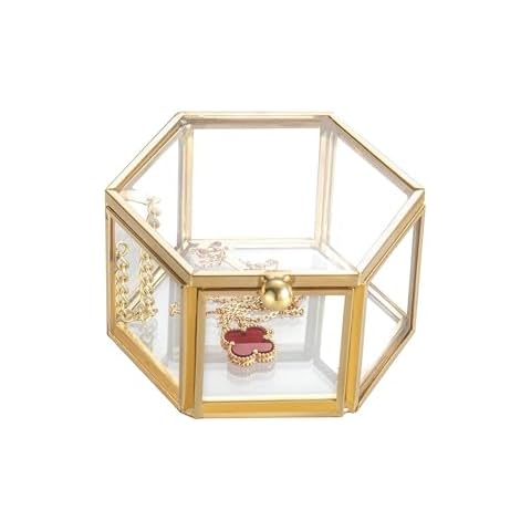 Feyarl Small Clear Glass Jewellery Box Cover
