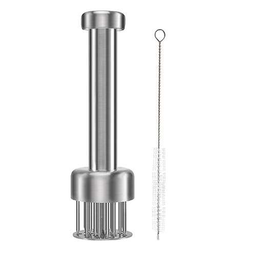 Dedjgoo Meat Tenderizer Needle Tool, Sharp Needle Restaurant BBQ Marinade Flavor Stainless Steel Meat Tenderizer Ergonomic for Kitchen Cooking Chicken Breasts Steak, Pork, Chicken, Fish, Beef