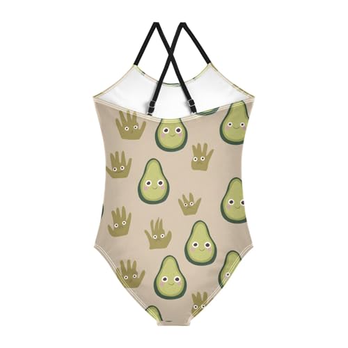 Avocado Hand Pattern Girls One Piece Swimsuits Summer Quick Dry Beach Bathing Suit2