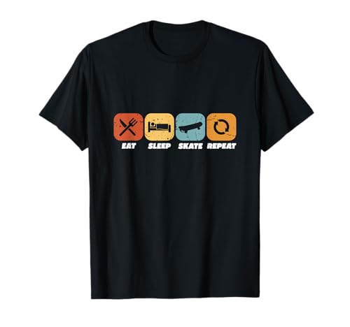 Eat Sleep Skate Repeat Skater skateboard T-shirt, Preto, S